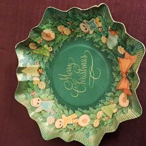 Vintage Paper Cardboard Cookie Trays Merry Christmas Holiday Fluted Edge